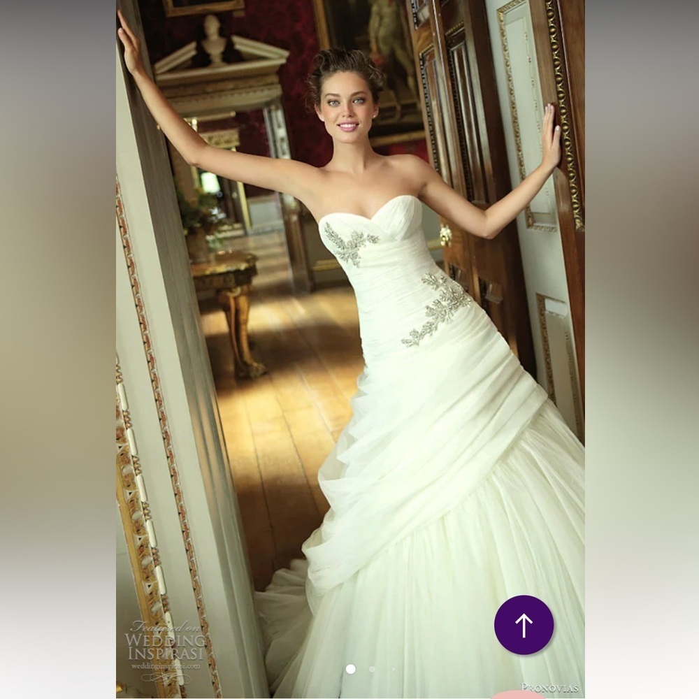 Pronovias Bari Gown Strapless Embellished Morbido Tulle